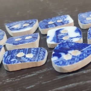 Broken China Buttons, Pottery Shard Buttons, Blue Willow Buttons, Delft Blue Buttons, Sea Glass Pottery, Upcycled China, Porcelain Buttons