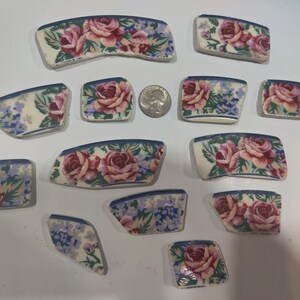 Vintage & Antique Broken China Porcelain Ceramic Pieces for Mosaics, Jewelry, Crafts, Blue Willow, Watercolor Roses, Birds, Blue and White image 9