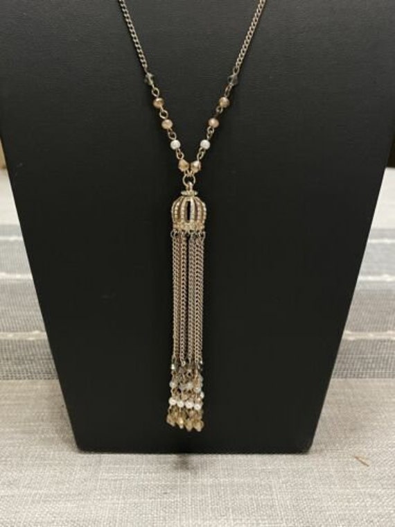 Ali Khan New York Crown Tassel Necklace, Rhinesto… - image 2