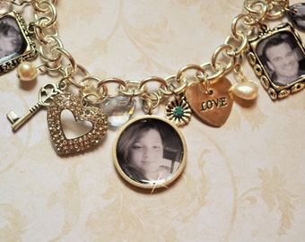 21st Birthday Gift for Her, Photo Collage Jewelry, Photo Charm Bracelet/Necklace, Family Photography Wrist Photo Journal, Photo Frame Charms