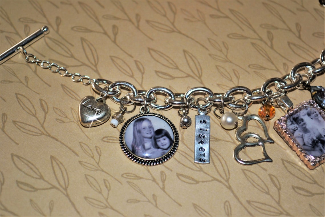 Sisters Charm Bracelet Sisters Siblings Twins Family Photo Etsy