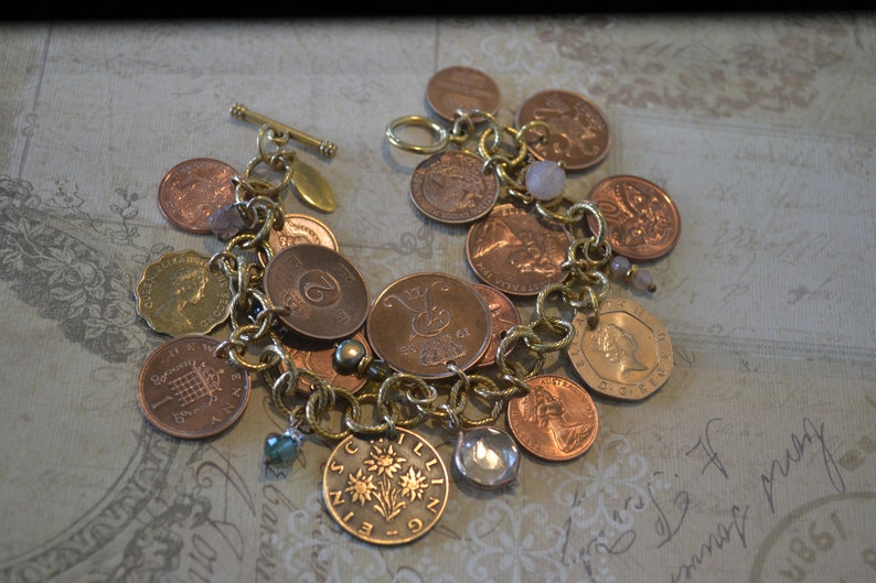 Gold Coin Bracelet Gold Coins Chunky Chain & Coin Bracelet Etsy