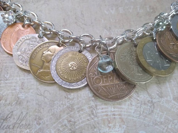 Coin Jewelry, Vintage Coin Bracelet, Coin Necklace, Gold  display picture 3