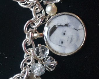 54th Birthday Gift for Her, CUSTOM Photo Memory Charms, Photo Charm Bracelet, Photo Prop, Newborn Baby Charms, Keepsake Jewelry