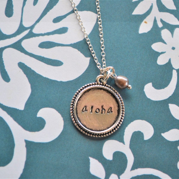 Handwriting Jewelry, Custom Hand Stamped, Hand Lettering, Hand Stamped Jewelry, Hand Stamped Necklace, Hand Stamped, Aloha, Hawaii, Pearl