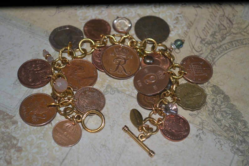Gold Coin Bracelet Gold Coins Chunky Chain & Coin Bracelet Etsy