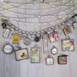 Soldered Charms, Soldered, Soldered Pendants, Soldered Initial Charms, Soldered Jewelry, Glass Charms, Vintage Postcards, Vintage Buttons