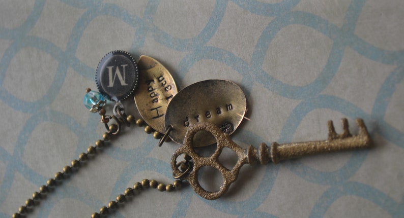 Etsy Sale, 13th Birthday Gift, Key Necklace, Vintage Key, Charm Necklace, Vintage Charms, Initial Jewelry, Typewriter key Charm,Coupon Code image 5