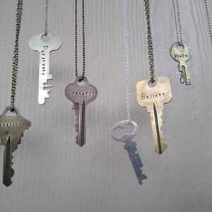 Keys, Authentic Vintage Key Necklace, Custom Hand Stamped Personalized Jewelry, Encouraging Gift, Personalized Gifts, Giving Key Necklace, image 7