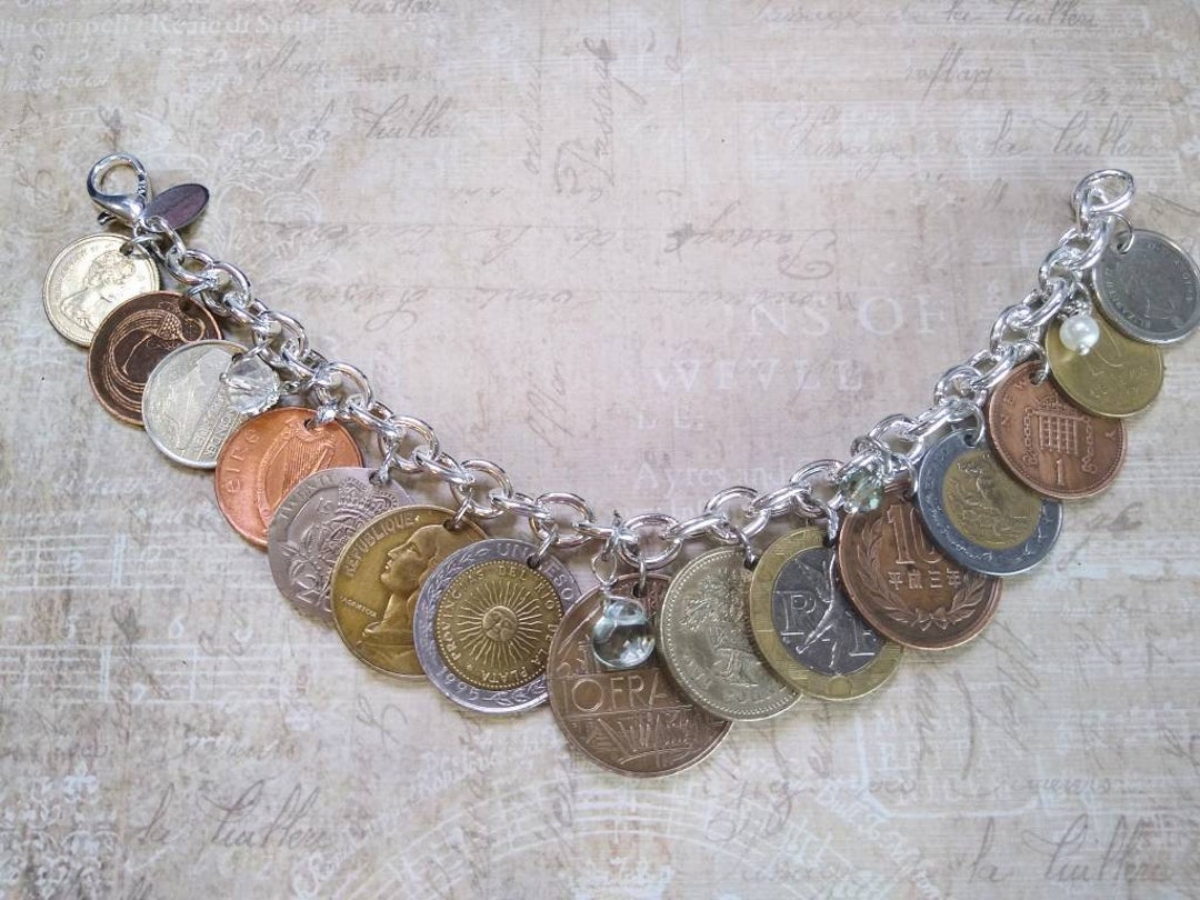 アクセサリー Vintage coinsilver Bracelet Vintage Silver Coin Bracelet 5 Centesimi 1936 Repubblica DI S