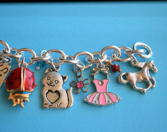 Little Girl's Charm Bracelet, First Charm Bracelet, Ice Cream, Kittens, Horses, Ladybug, Shells, Art, Dress Up, Princess, Custom Bracelet