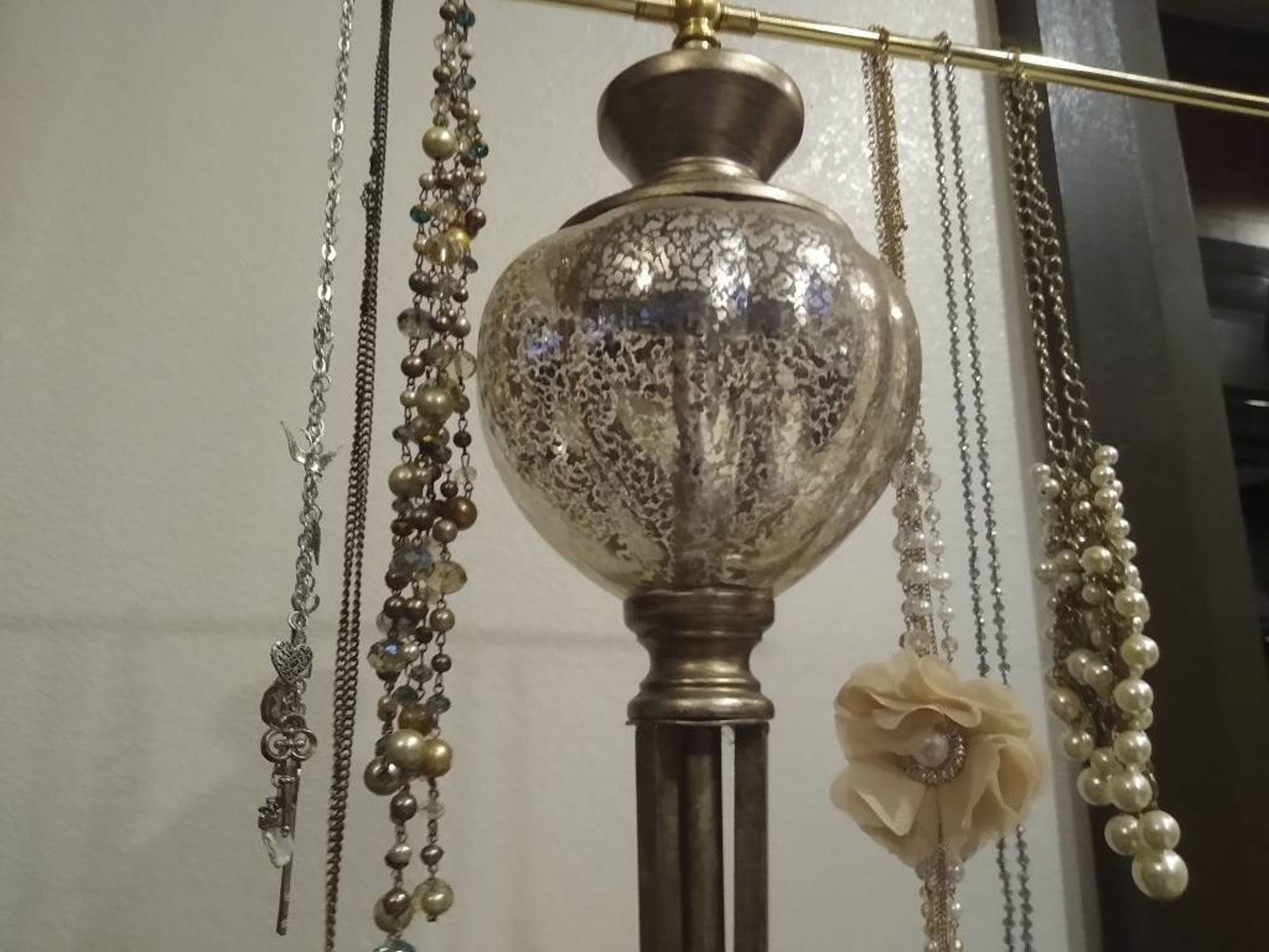 Mercury Glass Globe Lamp Jewelry Display Extra Tall 2arm Etsy