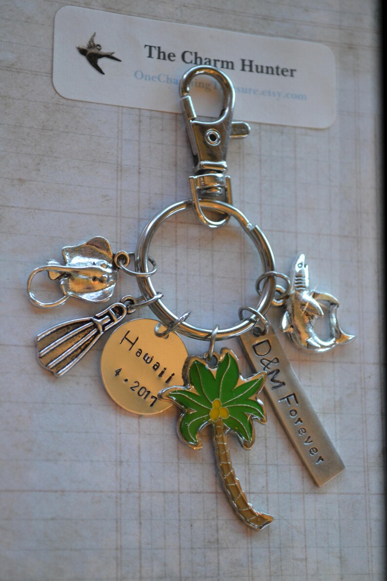 Key Chain Keychain Keys Key Holder Palm Tree Manta Ray Etsy