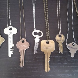 Keys, Authentic Vintage Key Necklace, Custom Hand Stamped Personalized Jewelry, Encouraging Gift, Personalized Gifts, Giving Key Necklace, image 5