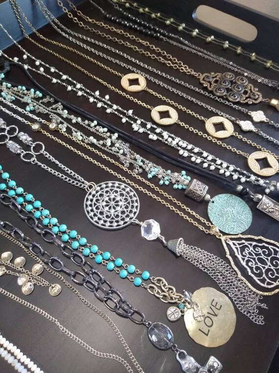 Clearance! Bohemian Necklace Leewos Women Fashion Rhinestone Geometric Type Gem Pendant Statement Chains (Blue)　並行輸入品 Hawaiian Jewelry Clearance Gold Plated Pearl Bohemian Necklace Earrings Set  Clearance Random Shipment Jewelry Set