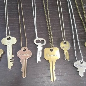 Keys, Authentic Vintage Key Necklace, Custom Hand Stamped Personalized Jewelry, Encouraging Gift, Personalized Gifts, Giving Key Necklace, image 2