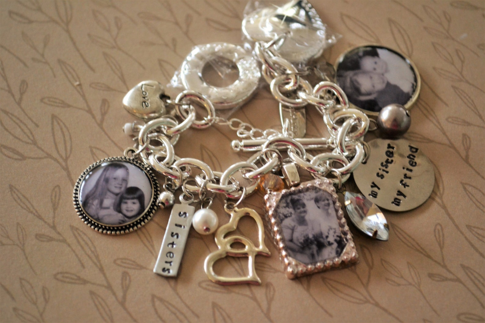 Sisters Charm Bracelet Sisters Siblings Twins Family Photo Etsy