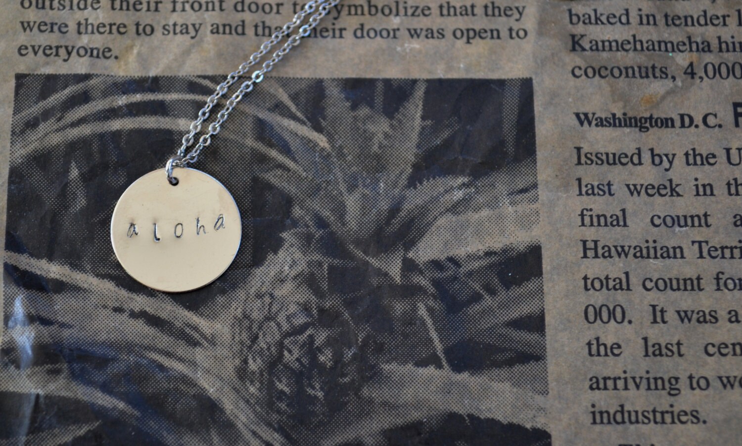 Hand Stamped Metal Tags, Hand Stamped ALOHA Pendant, Hawaii Vacation,…