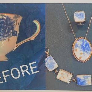 Commission Custom Order, Recycled Vintage Broken China Jewelry, Broken China, Broken Porcelain, Reduce Reuse Repurpose, Made To Order image 5