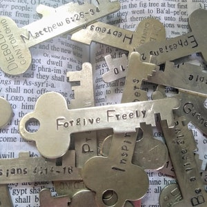 Bridesmaid Gift, Graduation, Sports Team Gift, Key To Success, Giving Key, Pay It Forward, Words of Encouragement, Engraved Scripture Keys