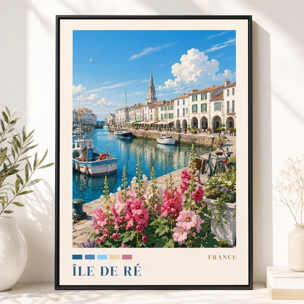 Ile de Re Poster, French Coastal Wall Art, France Travel Print, Atlantic Island Decor, Seaside Home Gift