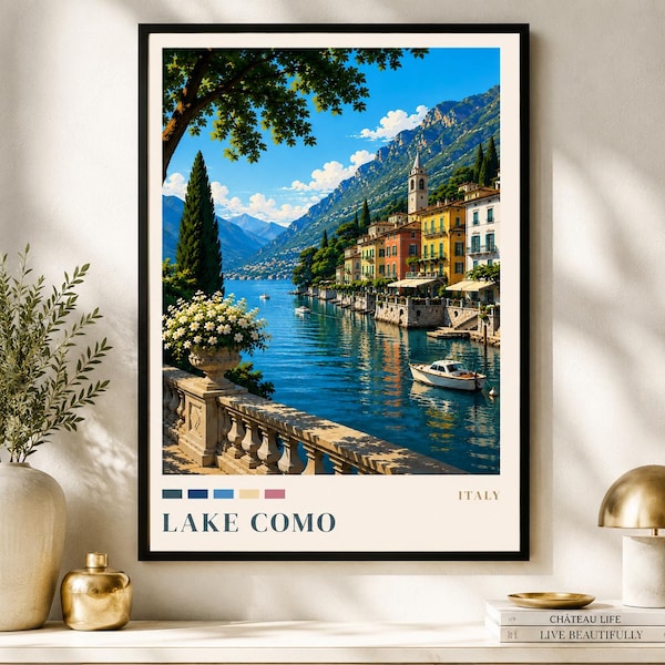 Lake Como Poster, Lake Como Wall Art, Italy Travel Print, Como Italy Decor, Italian Lake Poster, Travel Gift