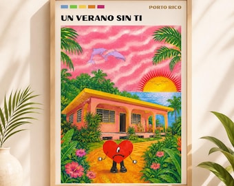 Bad Bunny Un Verano Sin Ti Poster, La Casita Puerto Rico Wall Art, Album Cover Inspired Print, Reggaeton Room Decor