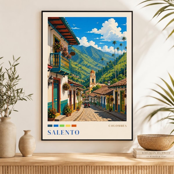 Salento Colombia Poster, Cocora Valley Wall Art, Colombian Travel Print, Coffee Region Decor, South America Gift