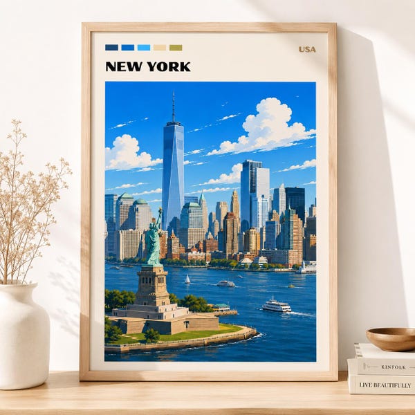 New York City Travel Poster: American Art Print, New York City Wall Art, New York City Print, Travel Wall Art, Home Decor Gift, Travel Art