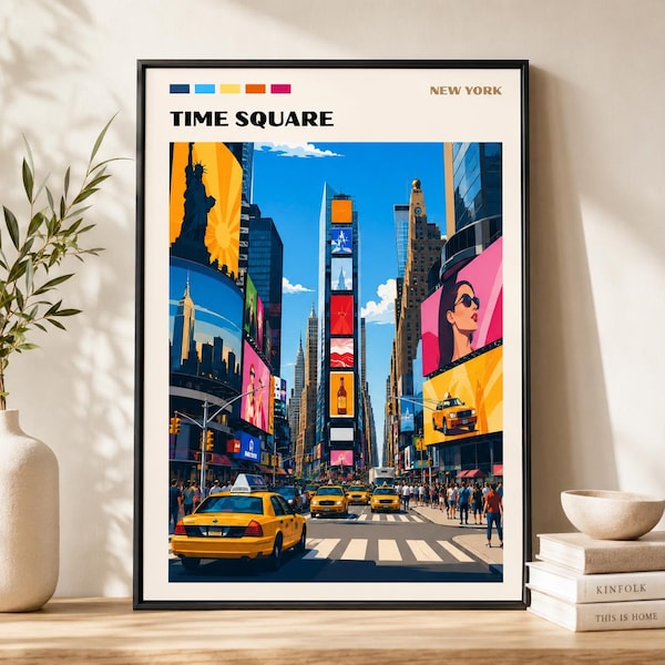 Times Square Poster, New York Wall Art, NYC Travel Print, Manhattan City Poster, USA Wall Decor, New York Gift
