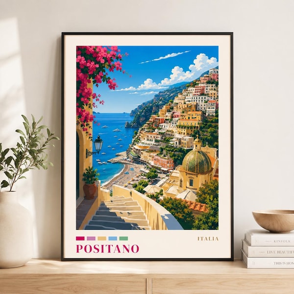 Positano Travel Poster: Italian Art Print, Positano Wall Art, Positano Print, Travel Wall Art, HomeDecor Gift, Famous Cities, Travel Art