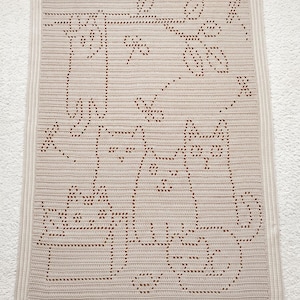 Häkelanleitung für eine Babydecke „Kitten Crew“, Katzen-Häkeldecke (PDF-Download)