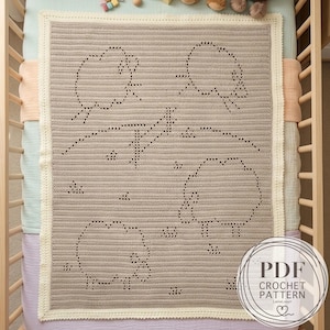 Counting Sheep Baby Blanket Crochet Pattern – Filet Crochet Chart ( Digital Download )