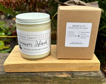 MauroandCo Citrus Wood wick Candle 8 oz, Natural Candle Victoria, BC Vancouver Island Canada