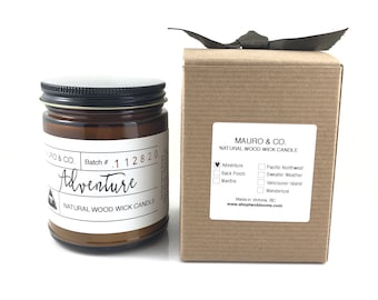 Adventure - Citrus Peppermint Wood wick soy candle 9 oz, Victora BC