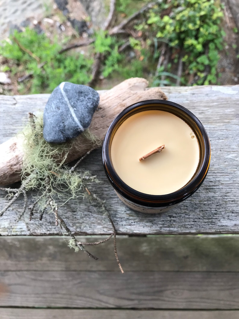 Mauroandco Beeswax Candle Earthy Honey Citrus Wood Wick Etsy