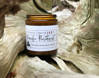 Patchouli citrus wood wick candle - Candle gift - Pacific Northwest candle Victoria BC Canada
