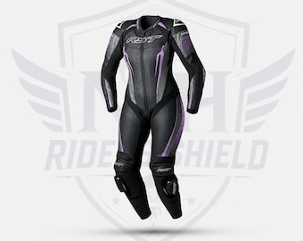 Mono de cuero de una pieza para motociclismo RST Tracktech Evo 5 para mujer - Negro/Fucsia