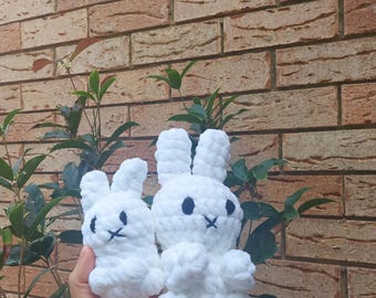 Crochet White Bunny Keychain and Plush: Handmade Amigurumi Plushie