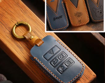 Adatto per Land Rover Range Rover Sport Range Rover Evoque Discovery 5 Cucito a mano Personalizzabile Crazy Horse Coprichiave auto in pelle Regalo per lui