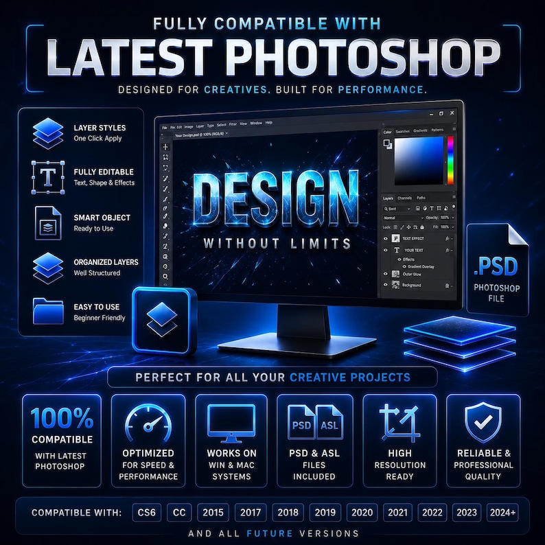 400 Photoshop Styles Bundle | Gold, Chrome, Neon, 3D, Vintage Text Effects (Digital Download) image 5