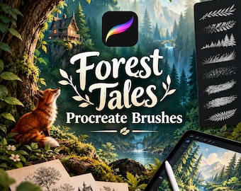 Forest Tales Procreate Brushes | Enchanted Woodland Nature Set (Digital Download)