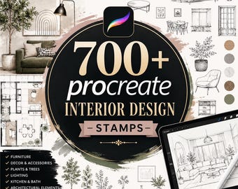 Procreate Interior Design Stamps Bundle | Furniture, Architecture, Decor Brushes (Digital Download)