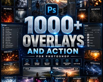 1000+ Photoshop Overlays & Actions Bundle | Smoke, Fire, Rain, Snow (Digital Download)