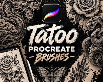 Tattoo Procreate Brush Pack, Digital Drawing Tools for iPad (Digital Download)