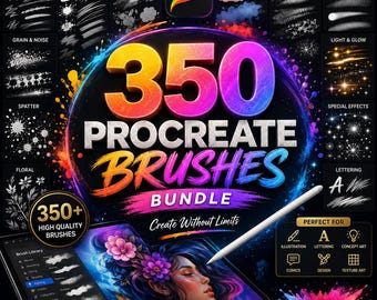 350 Procreate Brushes Bundle | Sketch, Ink, Watercolor, Texture, Airbrush (Digital Download)