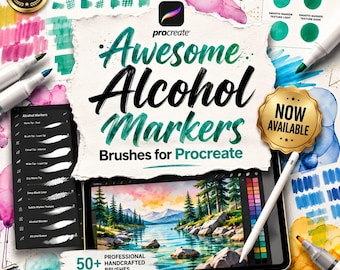 Procreate Alcohol Marker Brushes | Realistic Blending, Illustration, Digital Art (Digital Download)