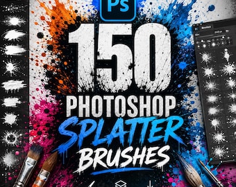 150 Photoshop Splatter Brushes | Ink, Paint, Grunge, Spray, Watercolor ABR (Digital Download)