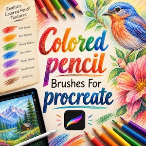 Realistiska färgpennor för Procreate | Sketch, Shading, Blending (digital nedladdning)