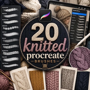 20 Knitted Procreate Brushes | Realistic Sweater, Wool, Yarn Textures (Digital Download)